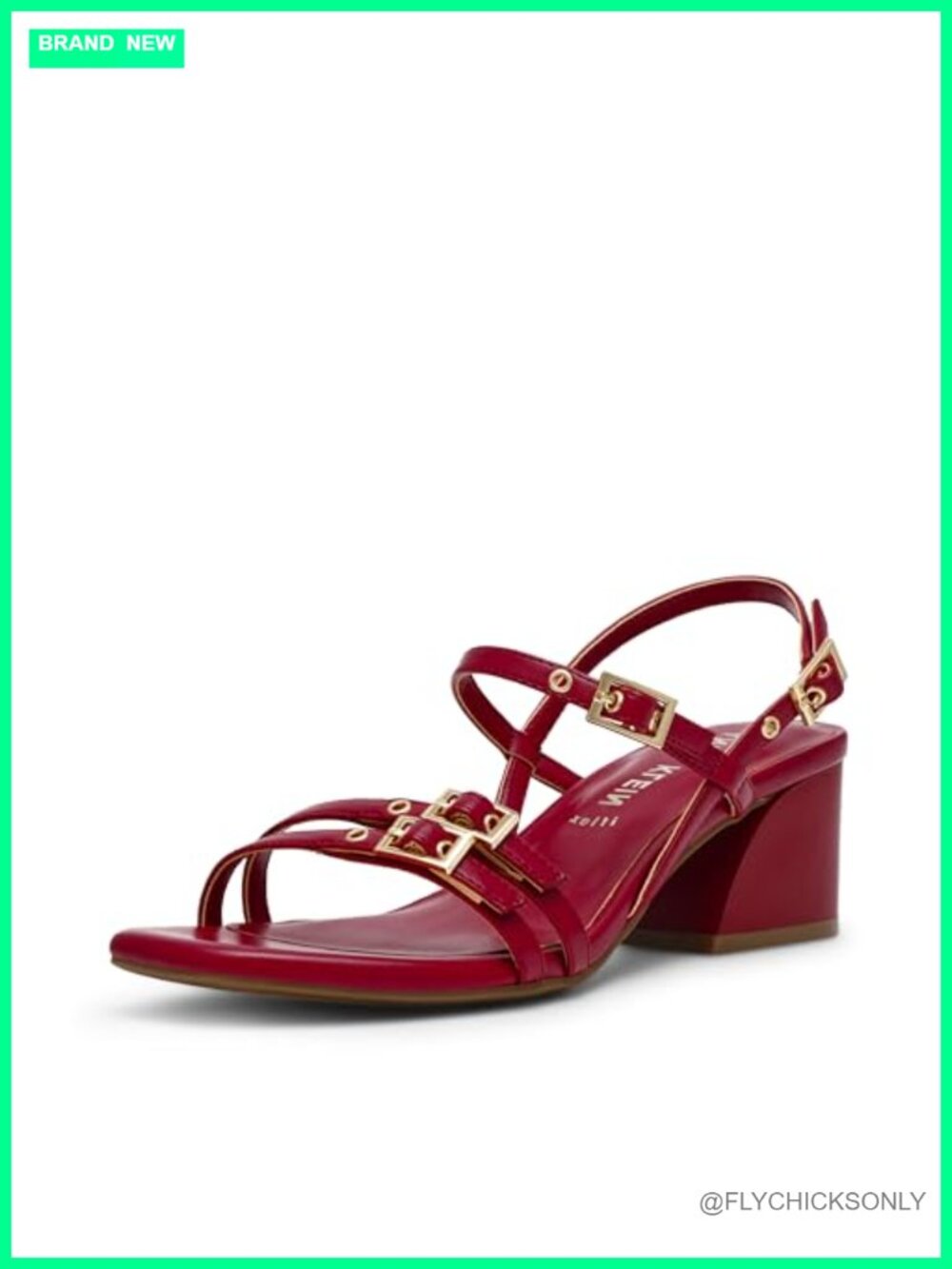 Anne Klein Mackenzie Block Heel Sandals with Ankle Strap & Buckle